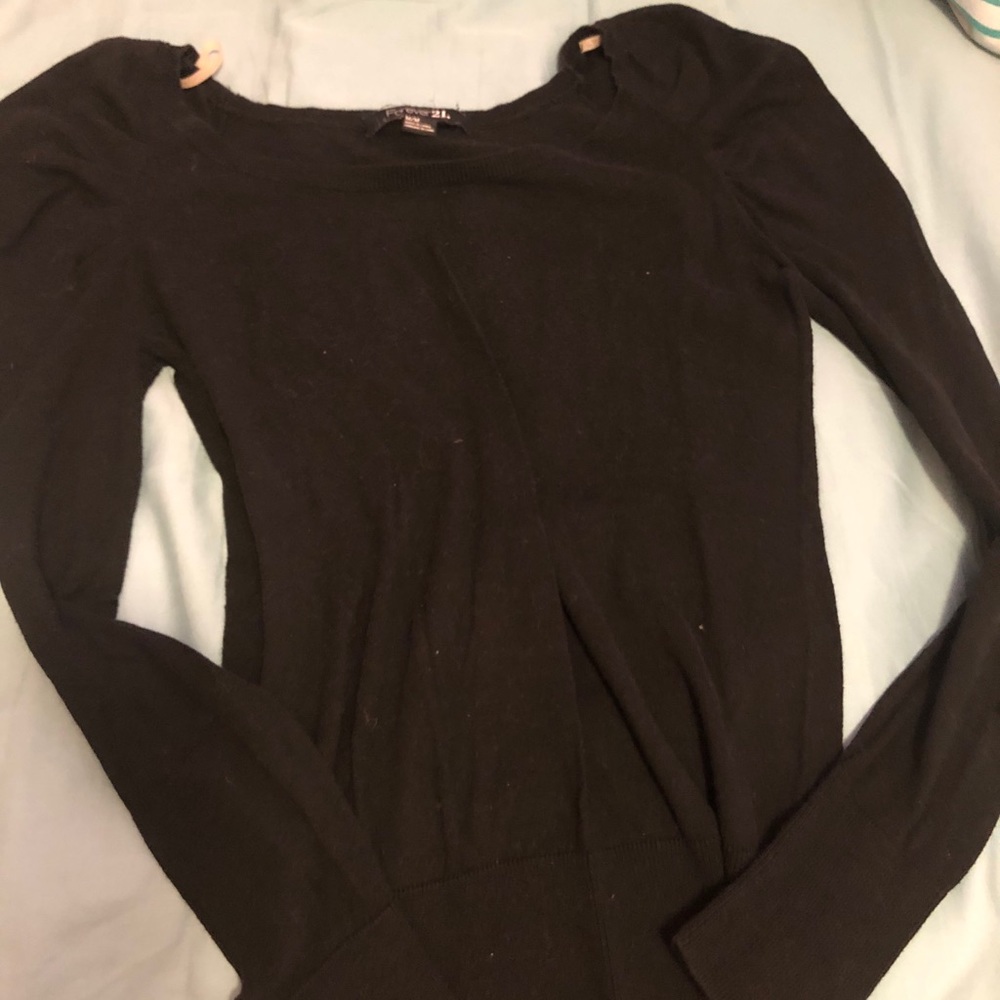 Forever21 Black Puff Sleeves Sweater